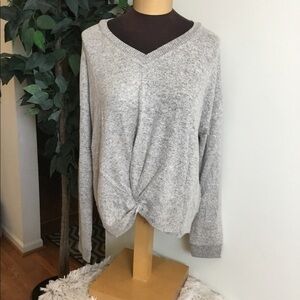 SO v neck twist bottom XL long sleeve top gray